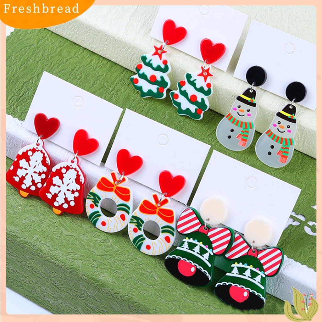 &lt; Freshbread &gt; 1pasang Anting Menjuntai Lonceng Natal Berdandan Wanita Warna Kontras Anting Menjuntai Kartun Untuk Xmas