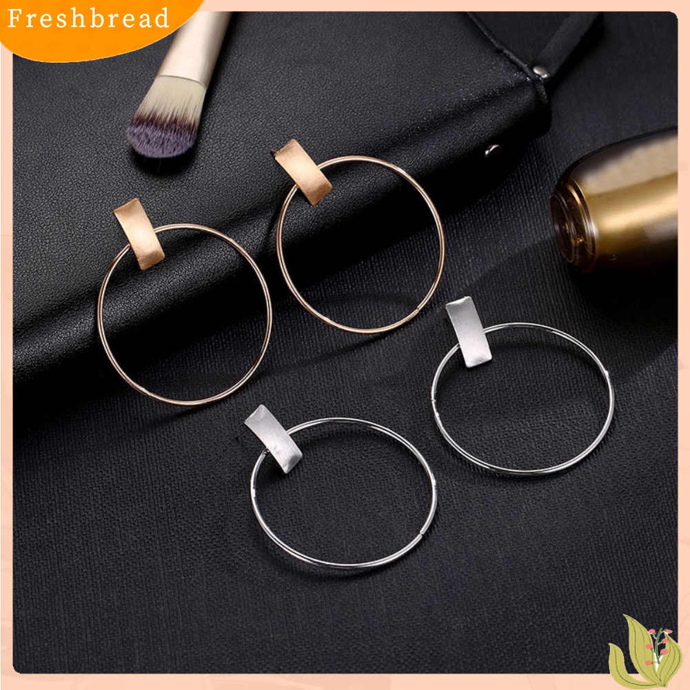 &lt; Freshbread &gt; Minimalis Wanita Lingkaran Besar Persegi Panjang Geometris Statement Stud Earrings Jewelry