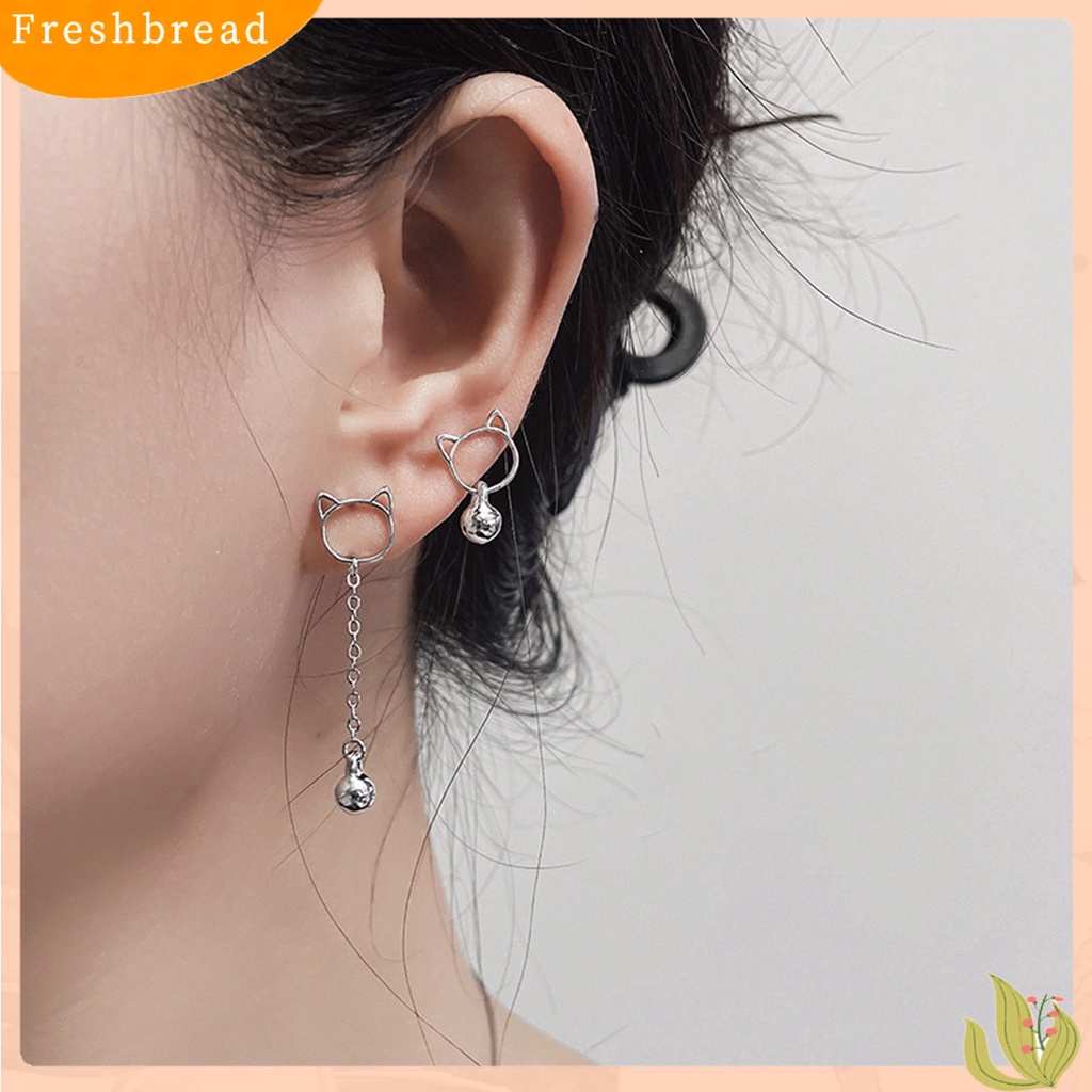 &lt; Freshbread &gt; 1pasang Piercing Ear Stud Anting Tusuk Tema Kucing Hias Tembaga Untuk Pesta