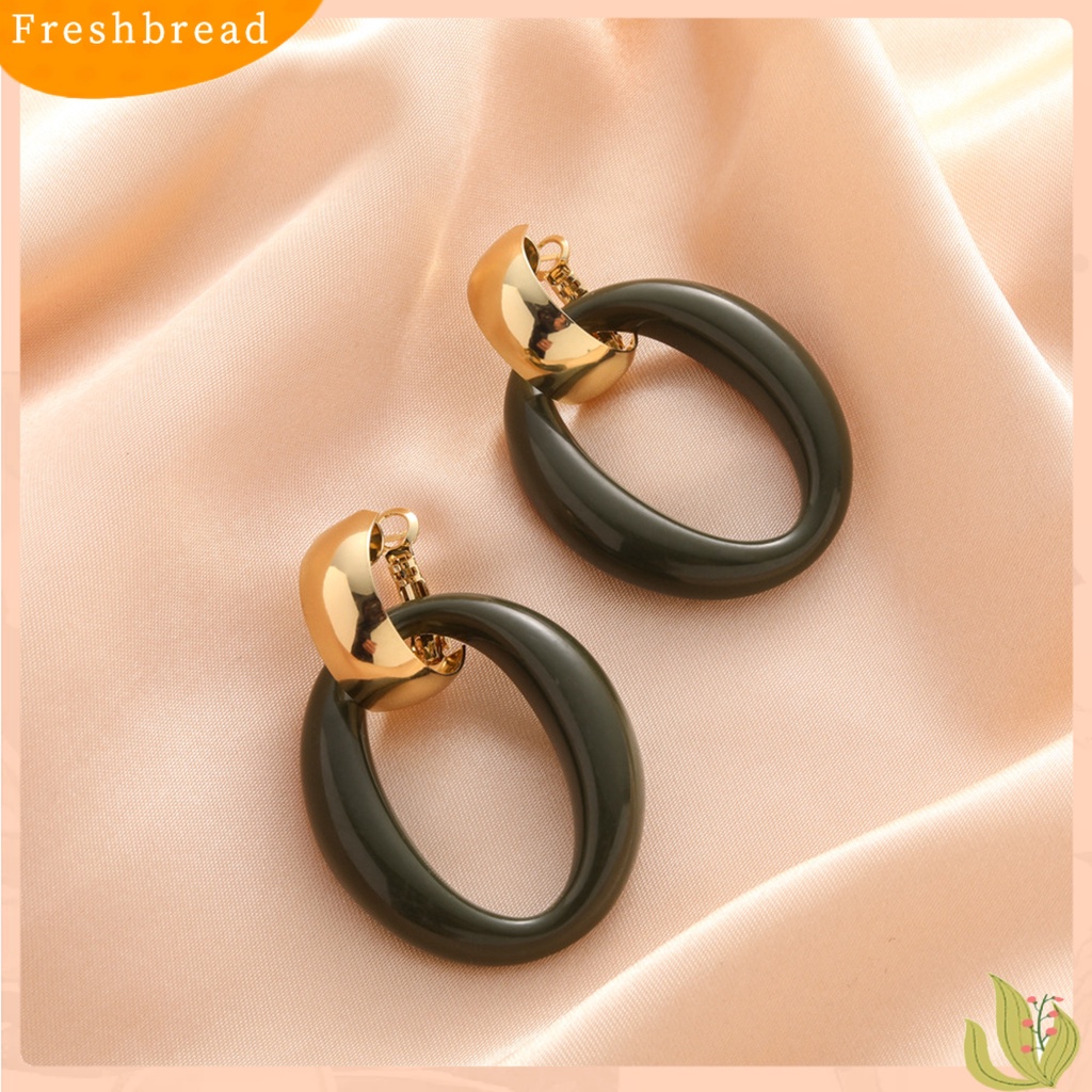 &lt; Freshbread &gt; 1pasang Anting Hoop Retro Berbentuk O Minimalis Hypoallergenic Keren Geometris Anting Lingkaran Akrilik Perhiasan Fashion