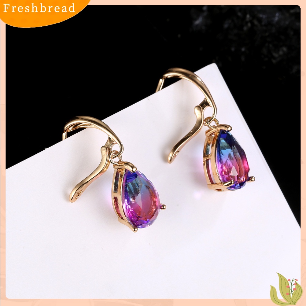 &lt; Freshbread &gt; Christmas Lady Teardrop Faux Gemstone Hias Menjuntai Leverback Earrings Hadiah Xmas