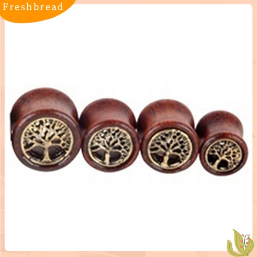 &lt; Freshbread &gt; 1pc8 /10 /12 /14mm Terowongan Daging Pohon Kehidupan Kayu Double Flared Gauge Ear Plug