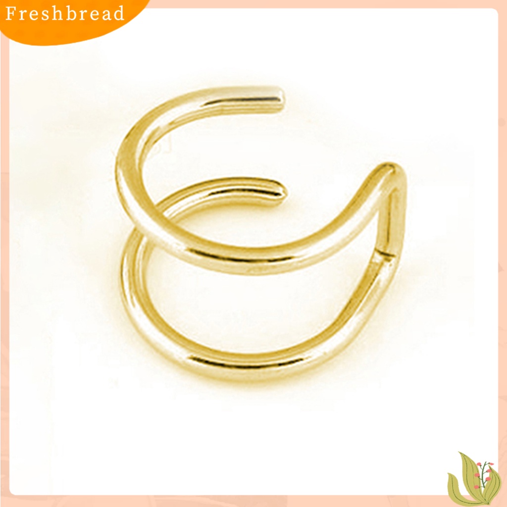 &lt; Freshbread &gt; Ear Clip Cuff Keren Non Piercing Anting Tulang Rawan Palsu Stainless Steel 2baris Untuk Bar