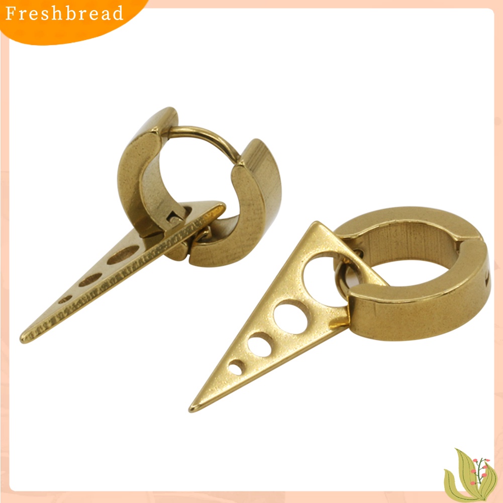 &lt; Freshbread &gt; Fashion Wanita Pria Keren Punk Stainless Steel Spike Ear Studs Huggie Earrings