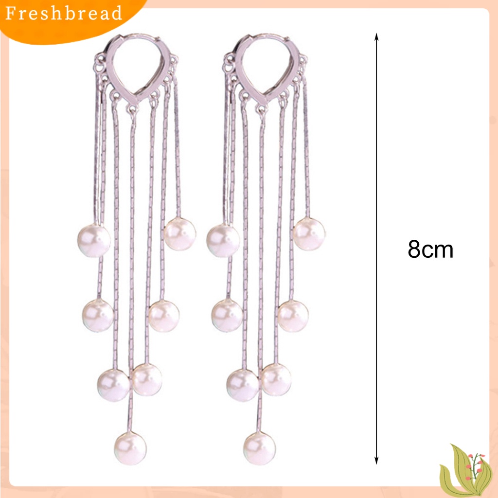 &lt; Freshbread &gt; 1pasang Anting Wanita Jumbai Mutiara Imitasi Perhiasan Bohemian Mutiara Imitasi Menjuntai Earrings Untuk Pernikahan