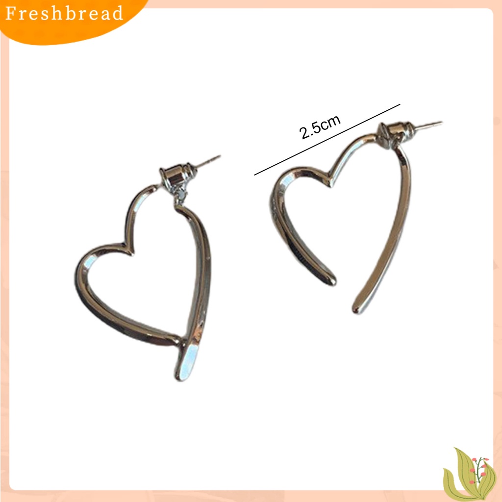 < Freshbread > 1pasang Anting Pejantan Dipoles Electroplating Minimalis Gaya Perancis Cinta Hati Wanita Menjuntai Anting Perhiasan Fashion