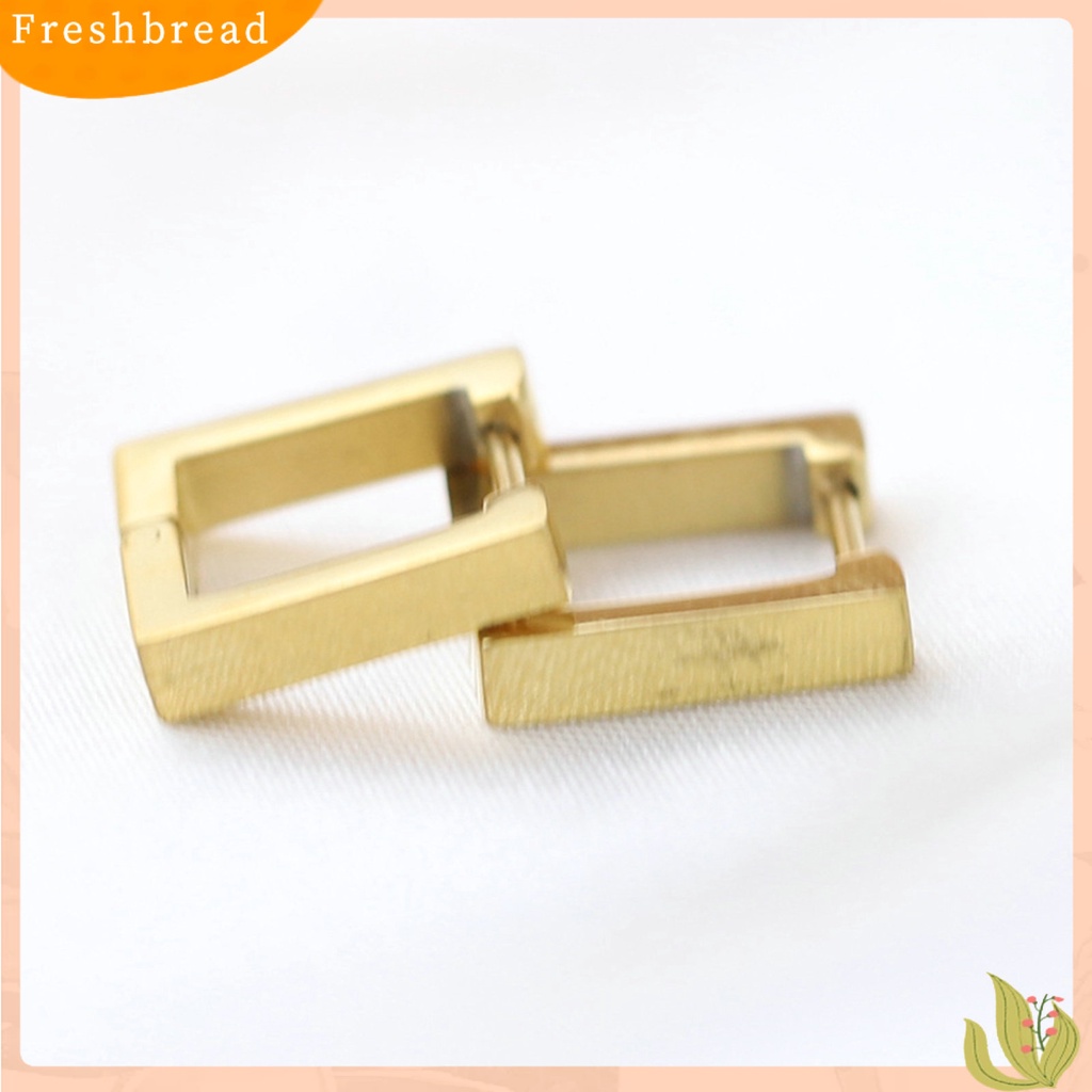 &lt; Freshbread &gt; 1pasang Anting Hoop Bentuk Geometris Gaya Eropa Dan Amerika Electroplating Simplicity Charming Decoration Fade-Proof Titanium Steel Square Hoop Earrings