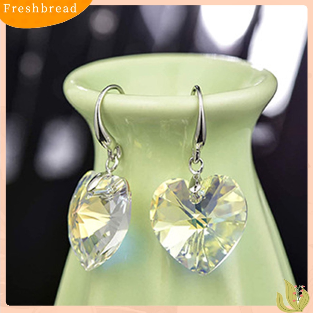 &lt; Freshbread &gt; 1pasang Anting Kait Fashion Semua Cocok Hati Anting Drop Kristal Imitasi Untuk Liburan