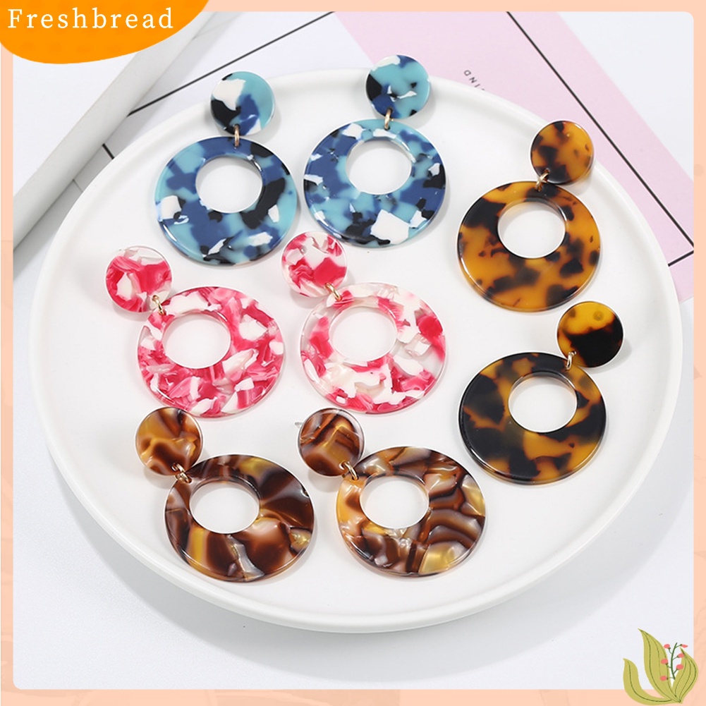 &lt; Freshbread &gt; Vintage Wanita Berongga Bulat Geometris Menjuntai Telinga Stud Anting Pesta Perhiasan Hadiah