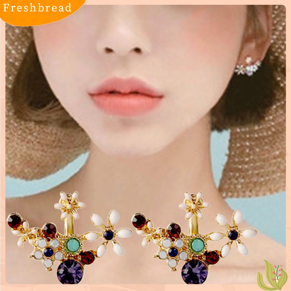 &lt; Freshbread &gt; Wanita Bunga Lingkaran Hati Tetesan Air Mutiara Imitasi Hias Berlian Imitasi Stud Earrings