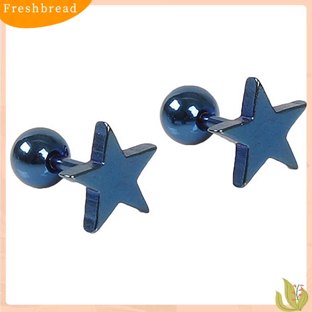 &lt; Freshbread &gt; 1pasang Charms Perhiasan Anting Stud Telinga Bahan Alloy Motif Pentagram Unisex Untuk Pesta