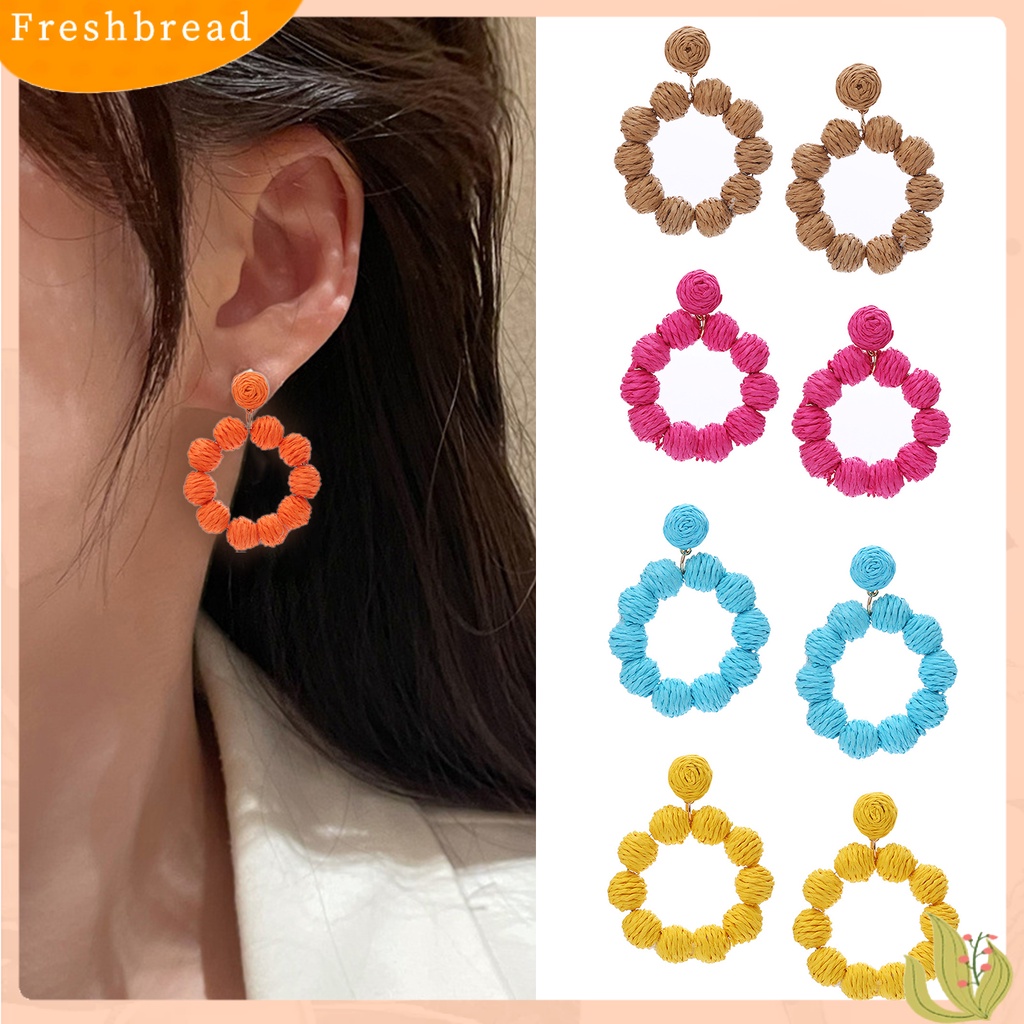 &lt; Freshbread &gt; 1pasang Drop Earrings Bulat Perhiasan Gaya Liburan Bohemian Geometris Menjuntai Anting Untuk Liburan
