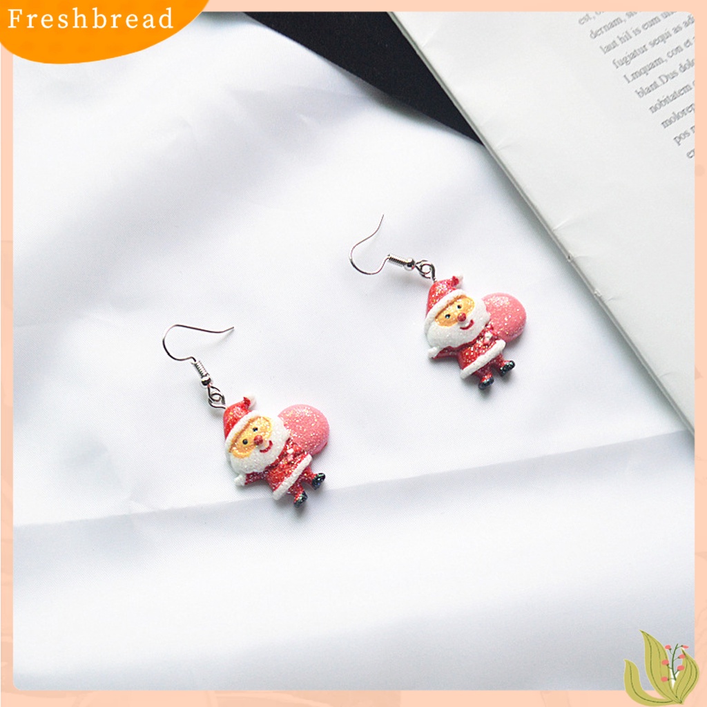 &lt; Freshbread &gt; 1pasang Anting Menjuntai Santa Claus Lucu Wanita Topi Kartun Liontin Anting Kait Untuk Natal