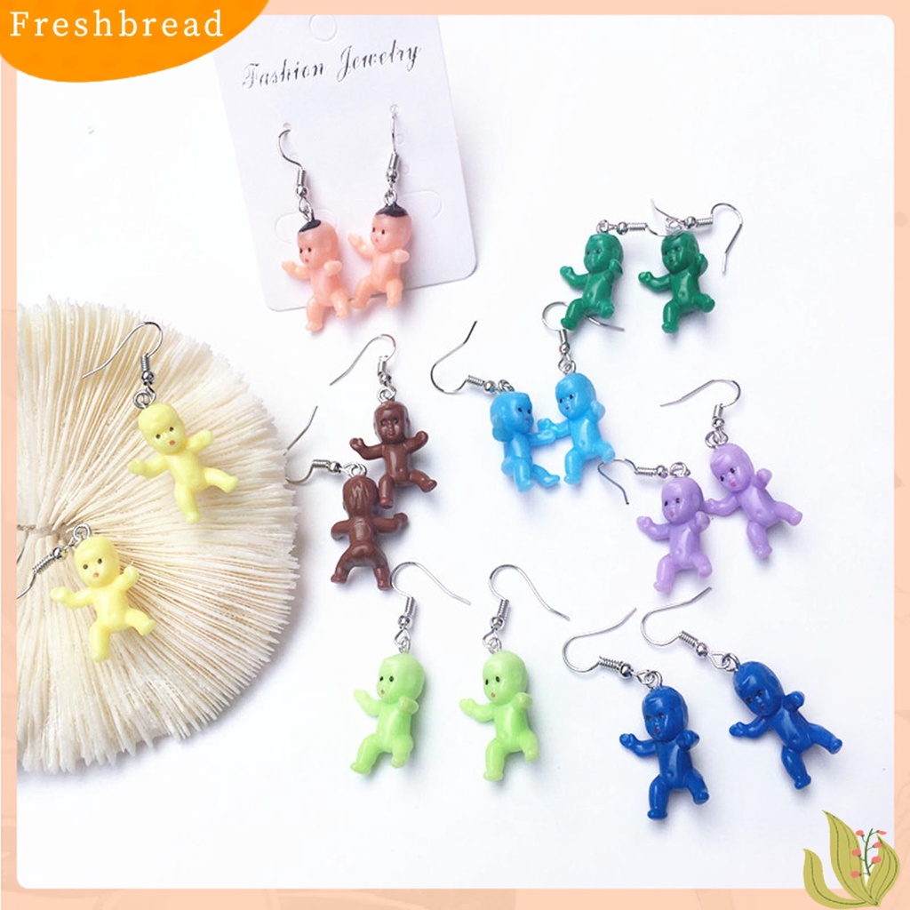 &lt; Freshbread &gt; 1pasang Anting Menjuntai Mini Realistis Buatan Tangan Hias All-match Aksesoris Baby Shower Hadiah Wanita Baby Doll Liontin Drop Earrings Klip Telinga Untuk Pakaian Sehari-Hari