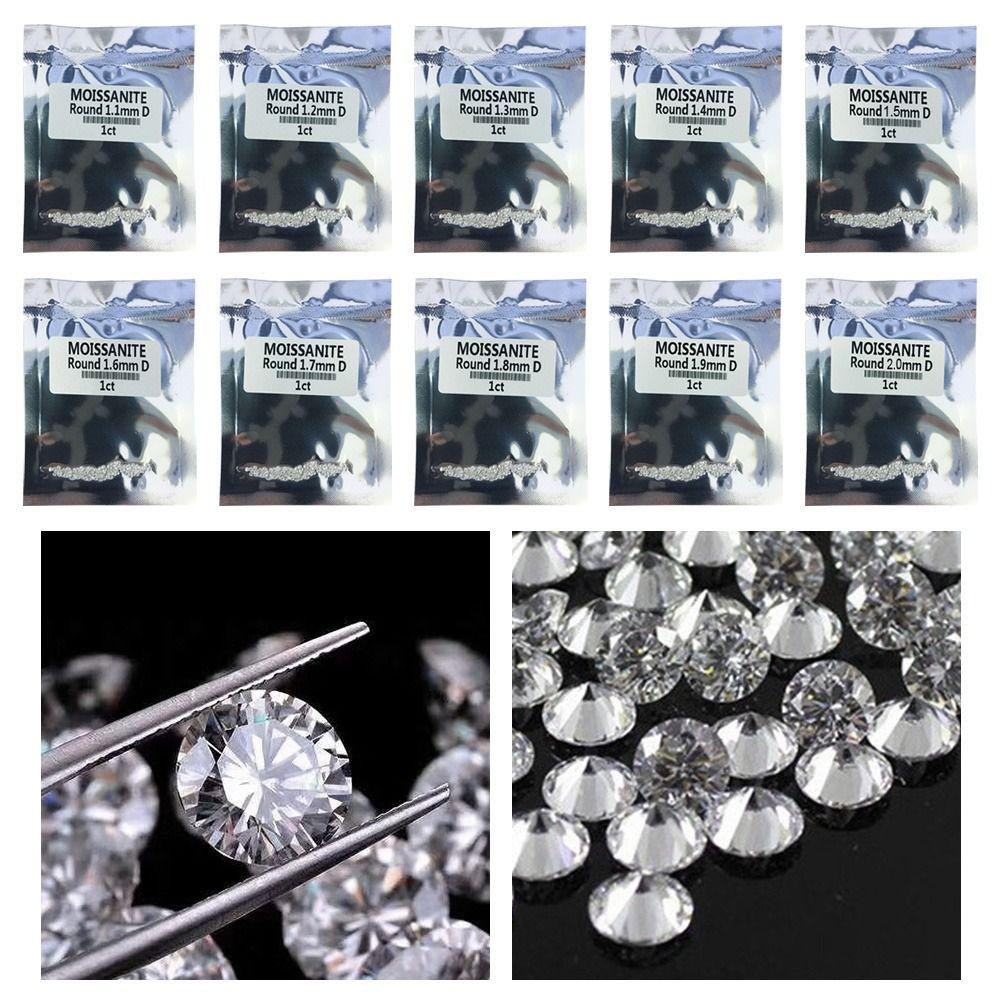 Nanas Real Moissanite Diamond Fashion Bulat 3EX Potong Putih D VVS