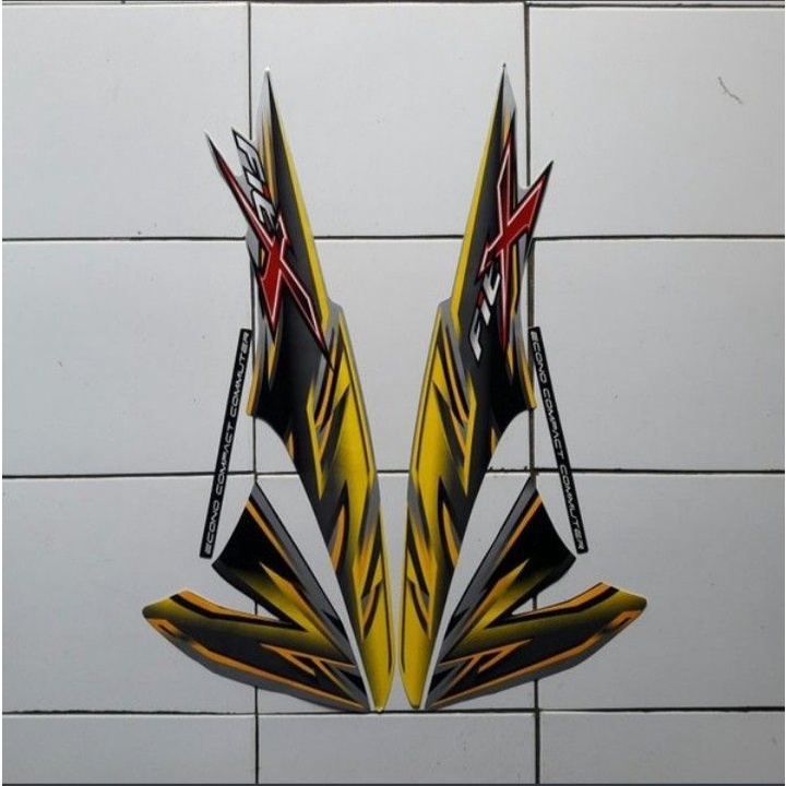 Stiker Striping Honda Supra Fit X 2008 kuning
