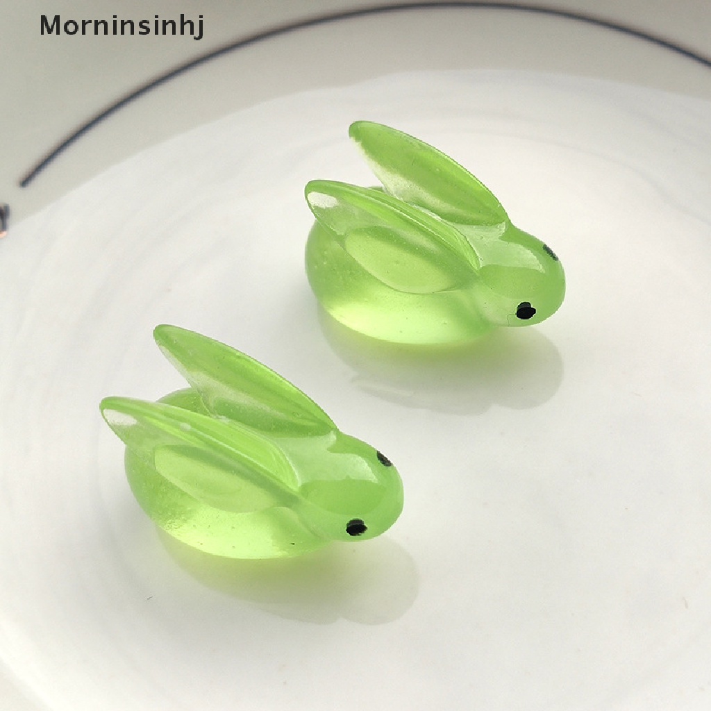 Mornin 10 Pcs Luminous Bunny DIY Perhiasan Aksesoris Miniatur Lem Krim Patung Kecil Resin Dekoratif Aksesoris id