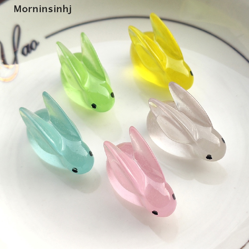 Mornin 10 Pcs Luminous Bunny DIY Perhiasan Aksesoris Miniatur Lem Krim Patung Kecil Resin Dekoratif Aksesoris id