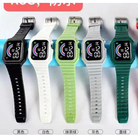 JAM TANGAN PRIA WANITA STRAP RUBBER LED R9S (G_W)