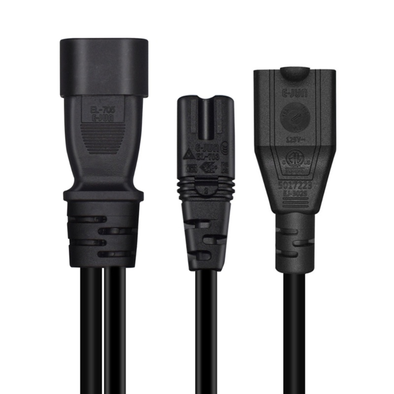 Zzz 1PC Tunggal C14 Ke C7+5-15R Pendek Daya Y Type Splitter Adapter Kabel Cord 32cm