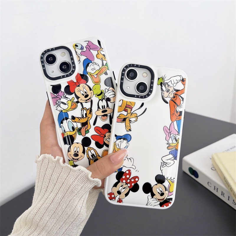 IPHONE Fashion Mickey Minnie Jaket Ponsel Case Untuk Iphone14 13 Pro 12 11 Pro XSMAX XR 7 8Plus Cover Puffer North Casing Silikon Lembut