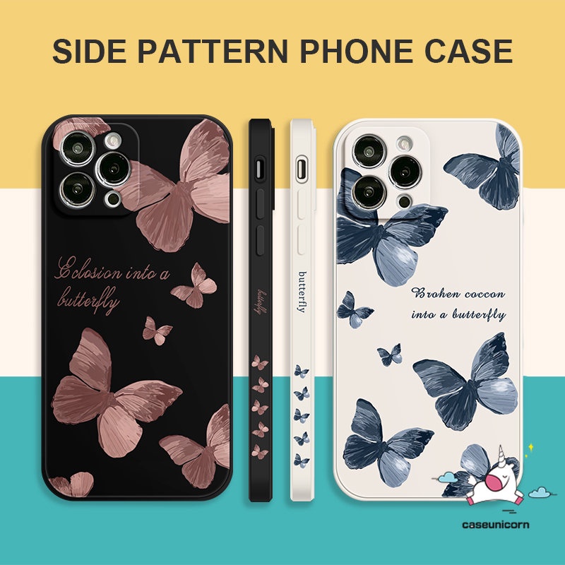 Casing Pinggiran Lurus Motif Samping Infinix Hot 12 Pro 11 10 9 Play Note 11 12 G96 8 12 2023 Smart 4 5 6 Plus Hot 12 11 8 11s 9 20 20s 10t 10s 12i 10Lite Retro Butterfly Soft Sarung