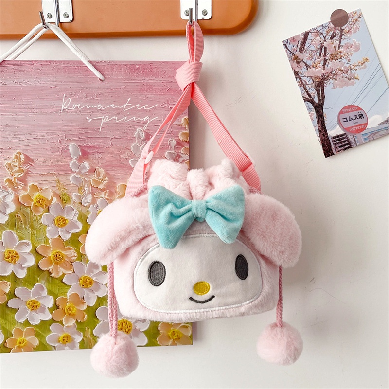 TAS CINNAMOROLL MELODY SANRIO SELEMPANG KARTUN BONEKA TAS MY MELODY KUROMI Cute Sling Bag Fashion Motif Kartun Karakter Plush Toy Doll Anak Dewasa