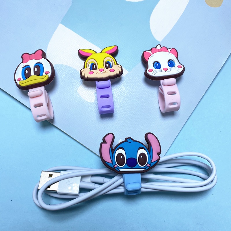 50pcs Kartun Disney Headphone Earphone Kabel Kawat Organizer Cord Holder USB Charger Cable Winder Kompatibel Untuk IPhone Android Data Line