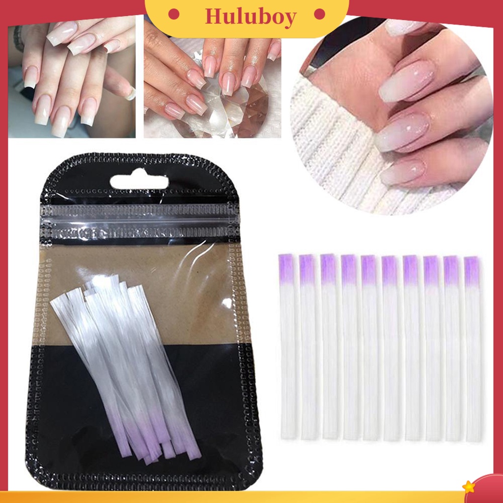 {In Stock} 10Pcs Serat Ekstensi Kuku Fleksibel Nail Art Fiber Quick Extension Glass Gel Sticker Untuk Salon Kuku