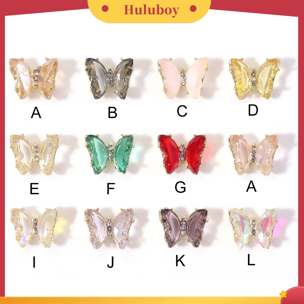 {In Stock} 10Pcs Dekorasi Kuku Bentuk Indah 3D Efek Visual Warna Vibrant Tampil Realistis Warna-Warni Kupu-Kupu DIY Nail Art Ornamen Pesta Nikmat Perlengkapan Kuku