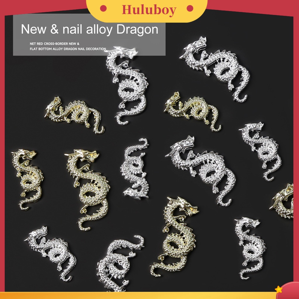 {In Stock} 10Pcs Perhiasan Paduan Kuku Indah Bersinar Indah Tiga Dimensi Mudah Di Tempel DIY Warna Nude Gaya Nasional Seri Naga Alloy Manicure Decor Untuk Wanita