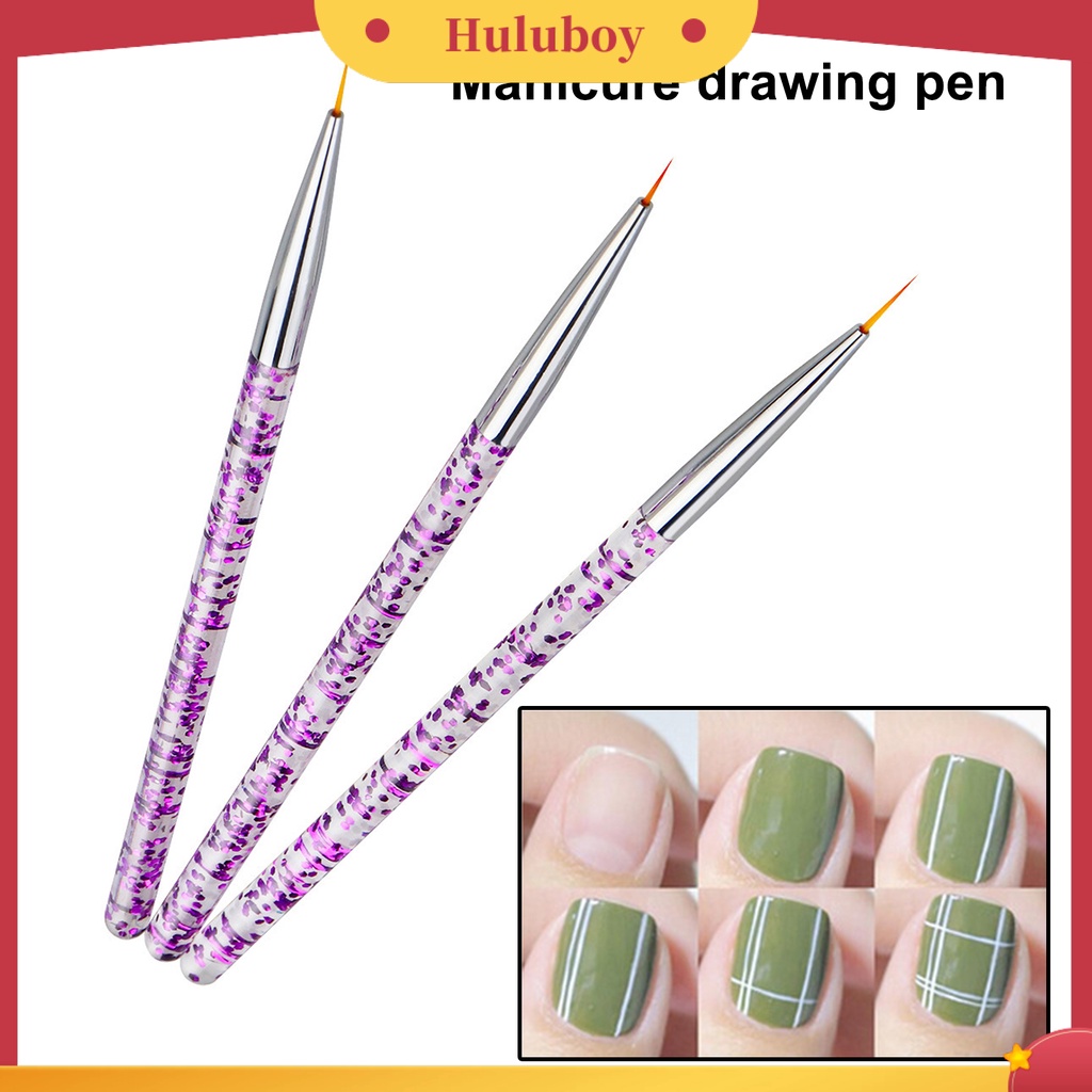 {In Stock} 3Pcs Brushes Nail Art Liner Non-deformation Tidak Korosi Perlengkapan Kuku UV Gel Lukisan Akrilik Liner Brushes Untuk Salon