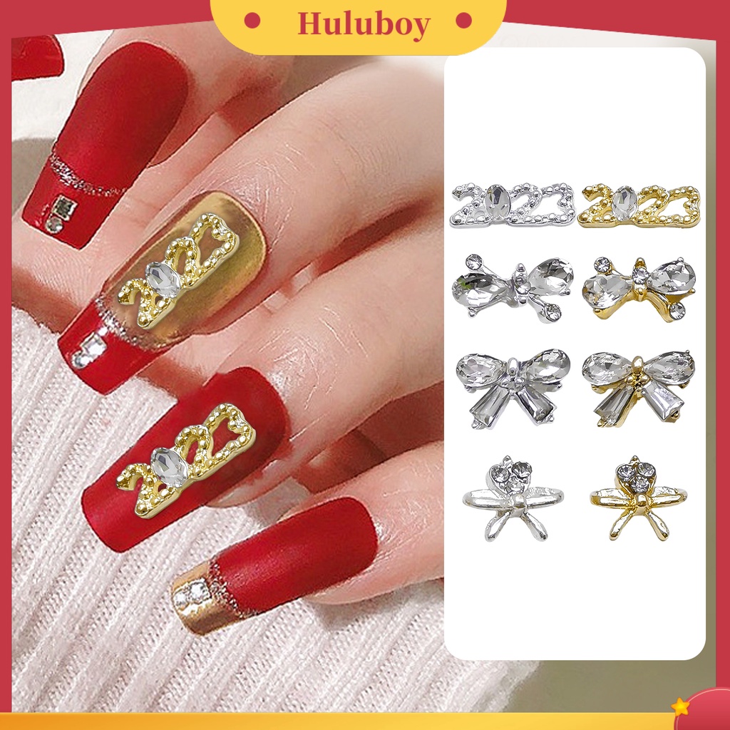{In Stock} 10Pcs Berlian Imitasi Kuku Multiguna Mengkilap Tiga Dimensi Hias Anti Jatuh DIY Hadiah Nomor2023 Bow-knot Bintang Laut Nail Art Perhiasan Untuk Wanita