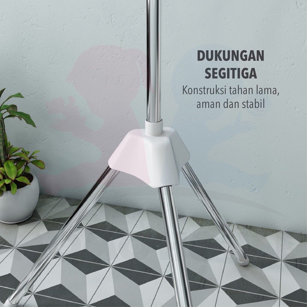 MOMO HOUSE jemuran menara baju bayi drying rack baju stand hanger foldable drying rack jemuran baju lipat bayi 3 susun stainless