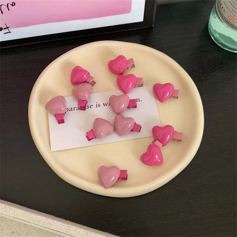 6pcs/12pcs Cinta Klip Rambut Kecil Korea Lucu Pink Rambut Kartu Aksesoris Rambut Fashion