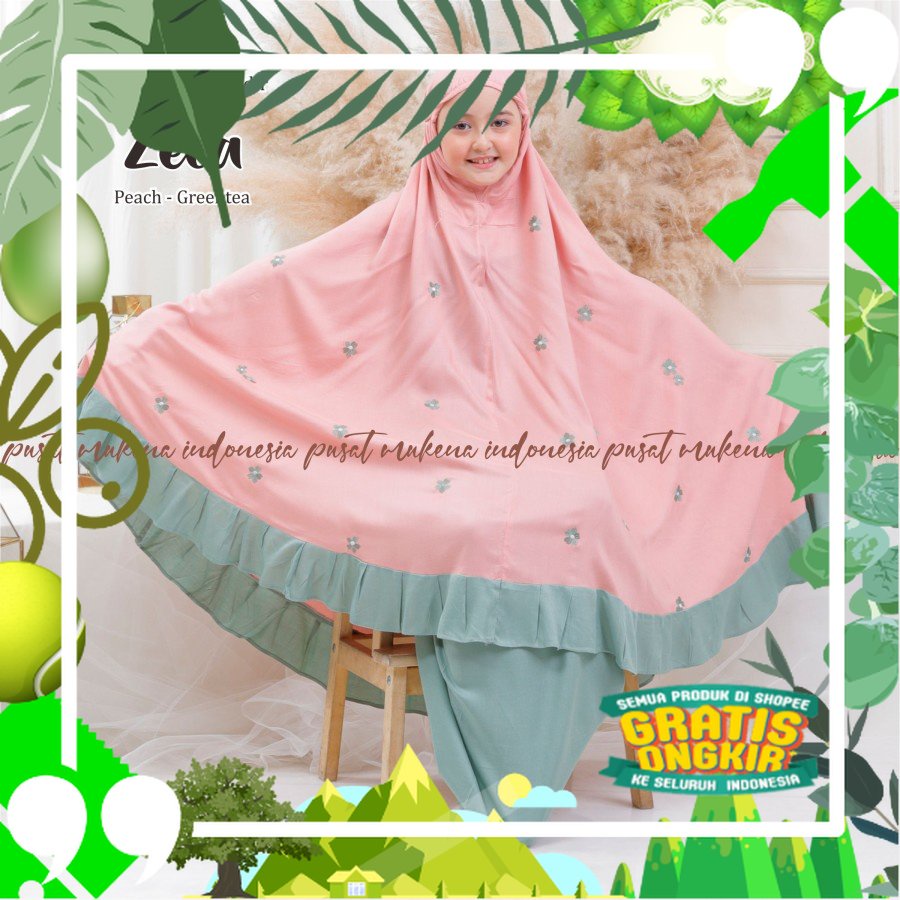 mukena anak kombinasi bordir tanggung treveling terbaru 2023 Q9U4 polos bahan katun crinkle Rayon Ba