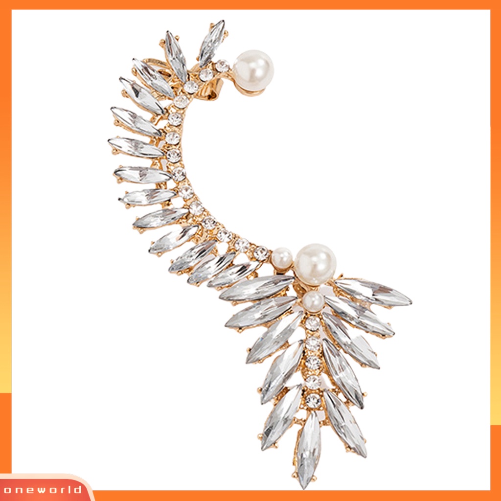 [OWR] 1pc Klip Telinga Berlebihan Geometris High Gloss Berlian Imitasi Electroplating Ear Ornament Tanpa Tindik Fashion Kristal Imitasi Mutiara Auger Telinga Manset Perhiasan Aksesoris