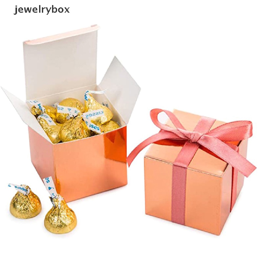 [jewelrybox] 10pcs Warna Paper Candy Box Kotak Kemasan Kado Coklat Persegi Untuk Butik Pernikahan