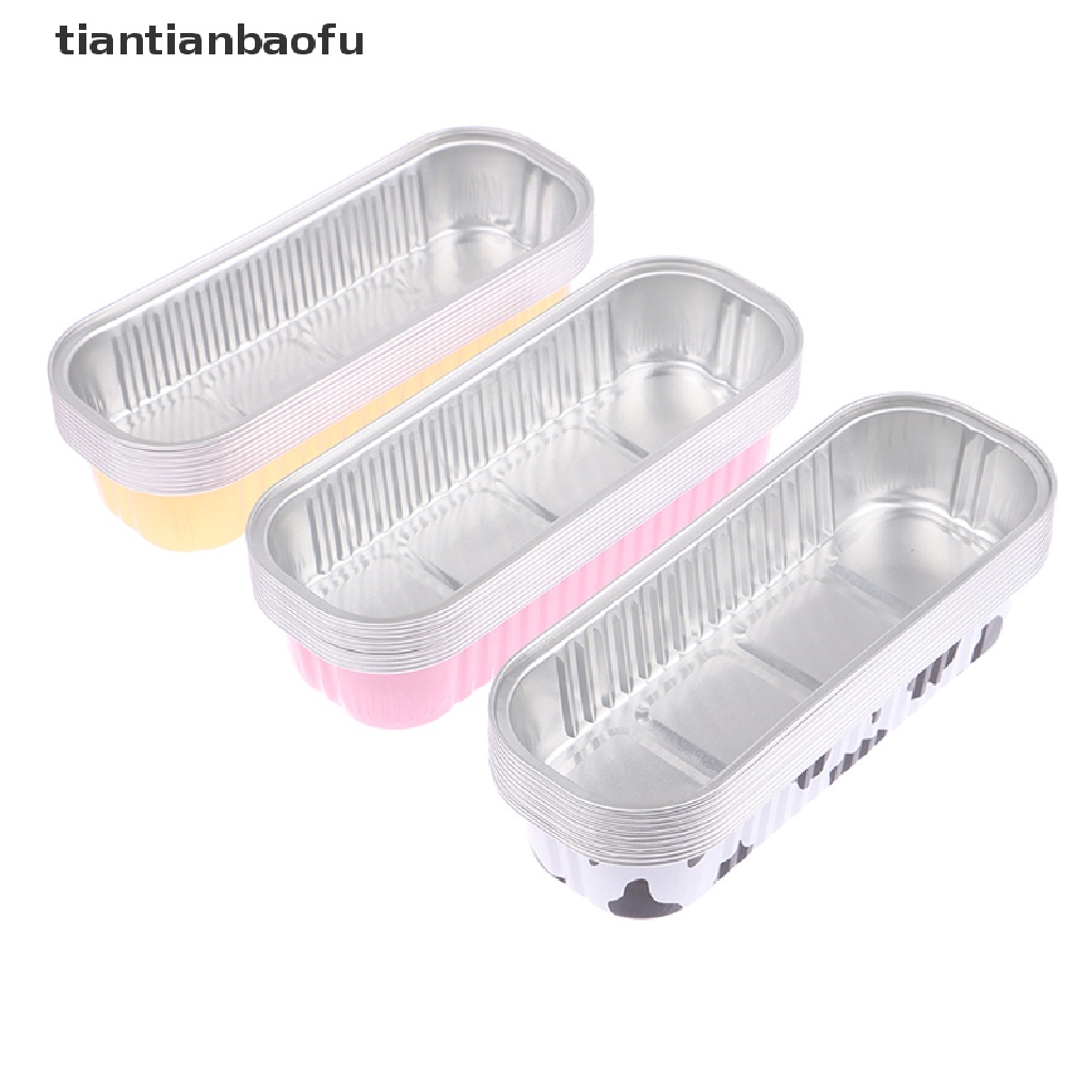 [tiantianbaofu] 10pcs 200ml Aluminium Foil Loyang Cup Puding Kue Cetakan Baking Tinfoil Kotak Dengan Tutup Butik