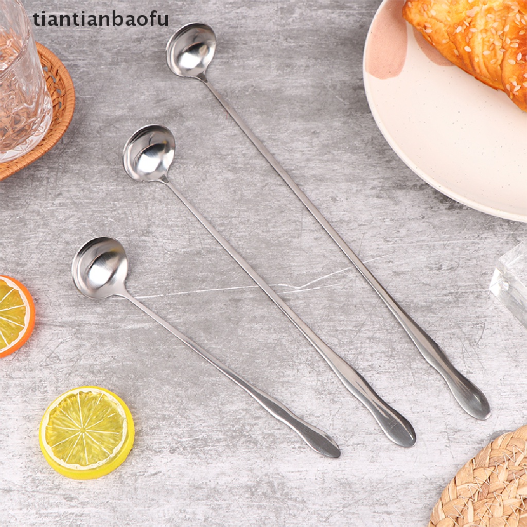 [tiantianbaofu] 1pc Stainless Steel Gagang Panjang Sendok Aduk Es Krim Dessert Scoop Flatware Butik