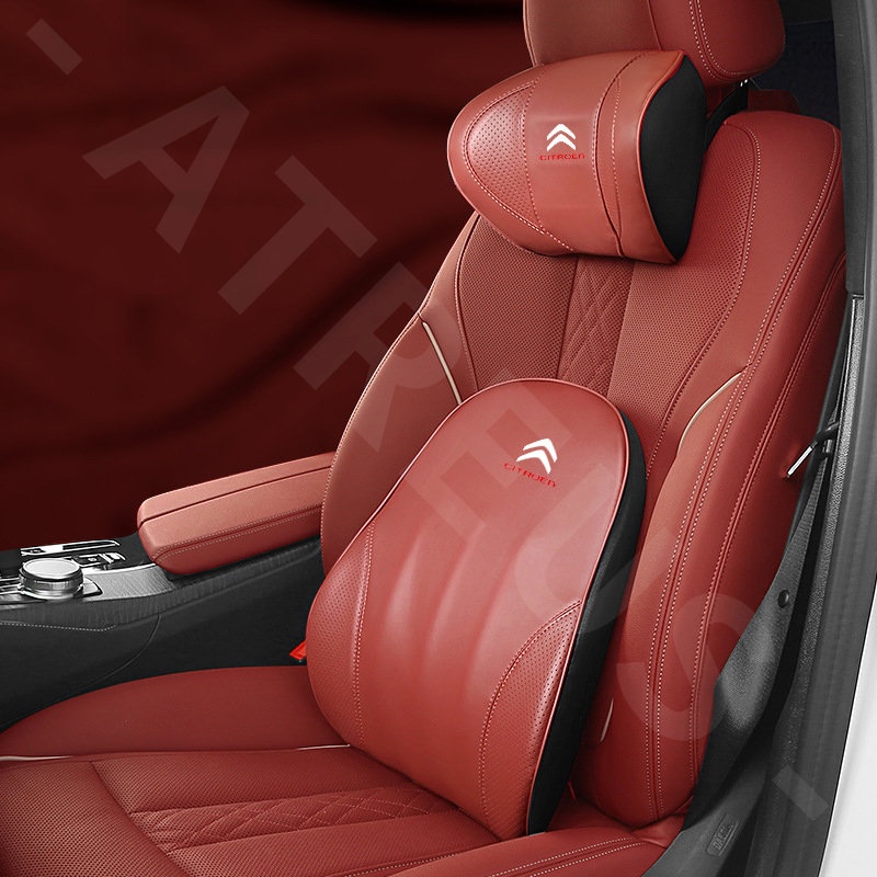 Citroen Jok Mobil Kulit Headrest Bantal Penyangga Punggung Memory Cotton Foam Lumbar Head Neck Cushion Untuk Aircross e-c4 c3 c4 c5DS5 DS7