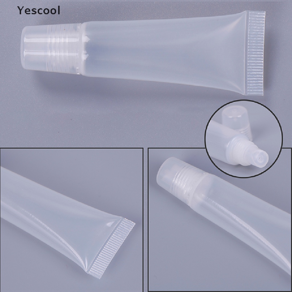 Yescool 10PCS 8ml/15ml Tabung Plastik Kosong Lip Gloss Balm Wadah Kosmetik Bening ID