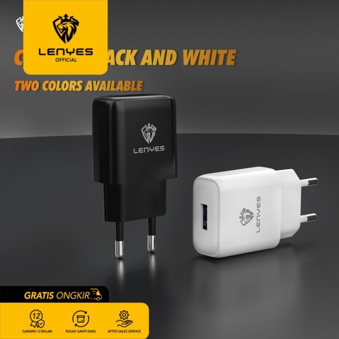 Lenyes LCH349 EU Kepala Charger Adaptor USB 1.2A Original original kabel cable casan travel charger tc android usb charger micro usb type c batok kepala charger