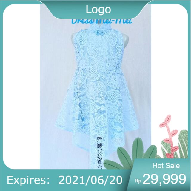 DRESS  BROKAT ANAK & DEWASA "'DRESS  MEI MEI '"WARNA BIRU PUCAT