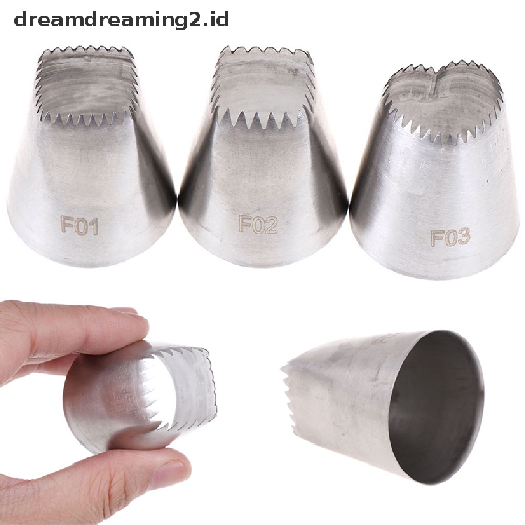 (hot) 3 Pcs Persegi Hati Icing Piping Nozzle Rusia DIY Cream Kue Pastry Tips Alat//