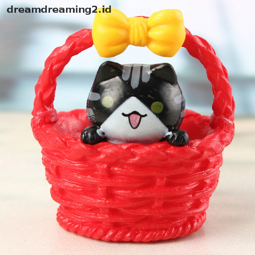 (hot) Ornamen Kucing Taman Patung Miniatur Kerajinan Resin Tanaman Peri Dekorasi Rumah Boneka//