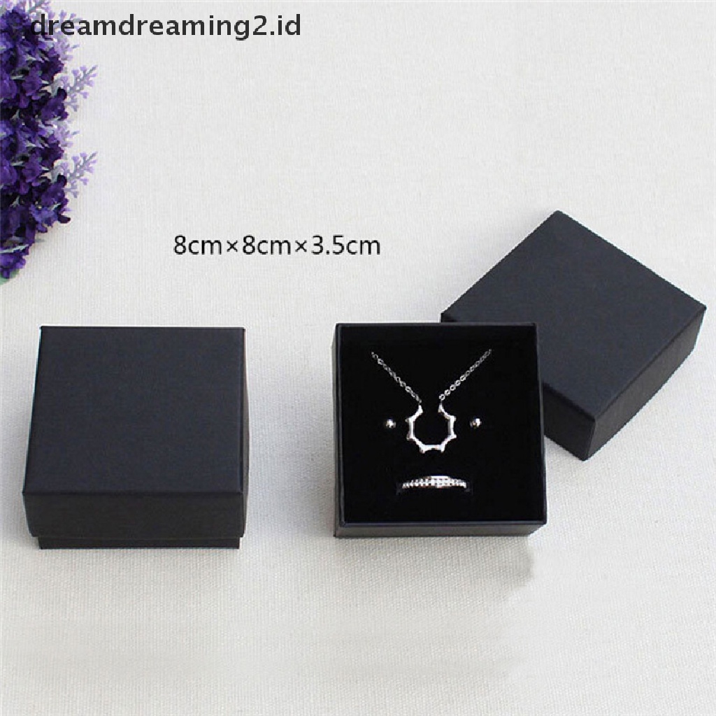 (hot) Paket Kertas Hitam Case Cincin Kalung Anting Gelang Perhiasan Gift Box Decor//