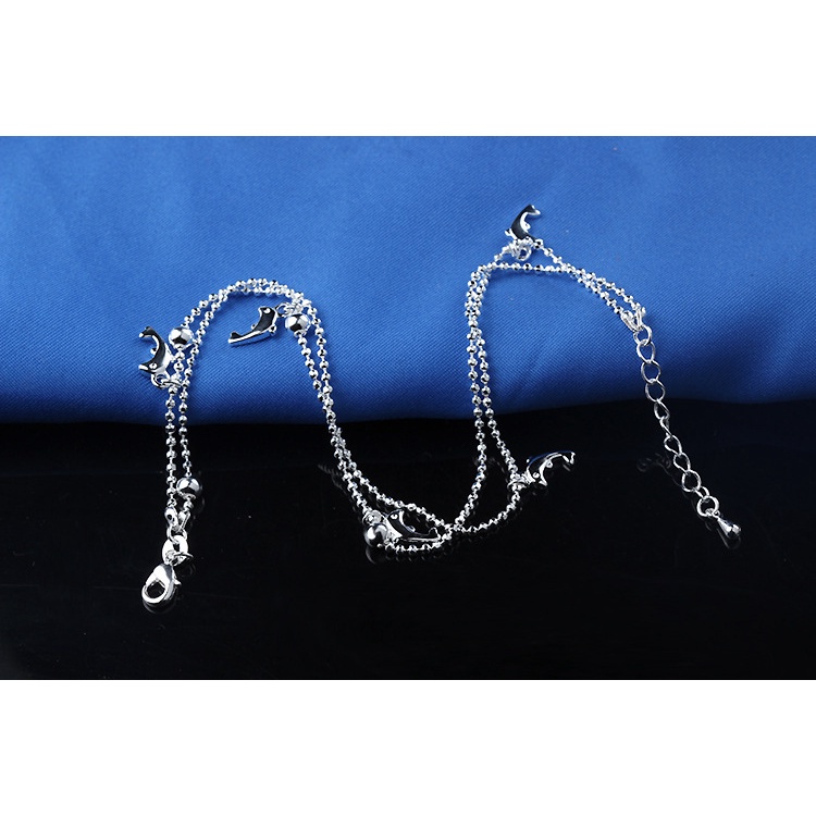 gelang kaki wanita cantik/ gelang kaki model lumba-lumba/gelang kaki 2 lapis lumba-lumba