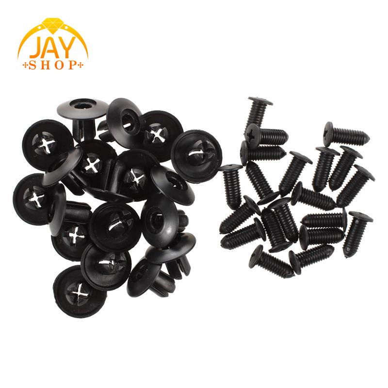 20pcs 8mm Lubang Push in Expanding Screw Panel Klip Plastik Rivet Hitam