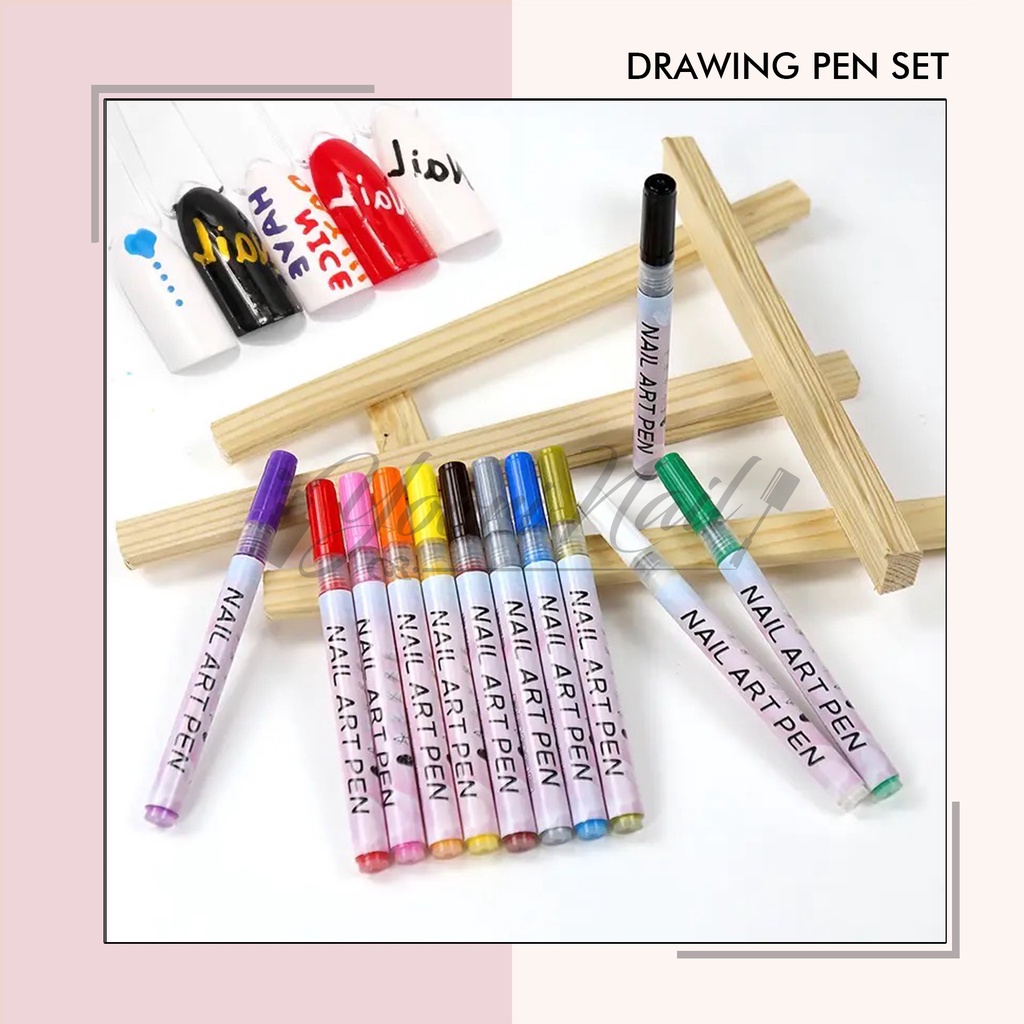 Drawing pen set painting gel drawing nail art pen lukis nailart dekorasi